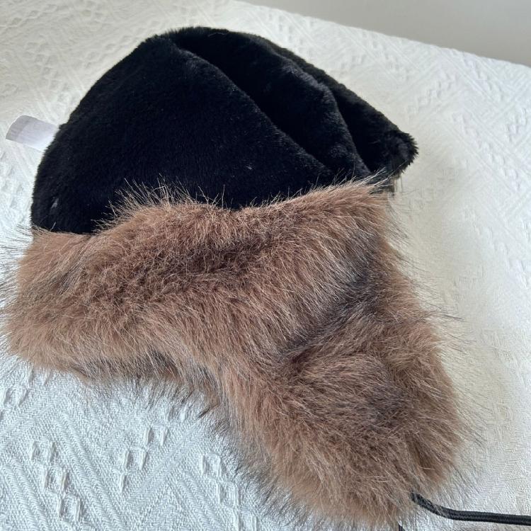 Furry Plush Winter Caps with Animal Ear Funny Ear Scarf Hat for Adult Teens Soft and Warm Thicken Trapper Hat for Outdoor