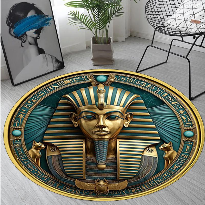 Egyptian symbolism Compass Circular Rug - Office Decorative Carpet For Living Room Bedroom Door Mat Floor Rug Computer Chair Area Rug