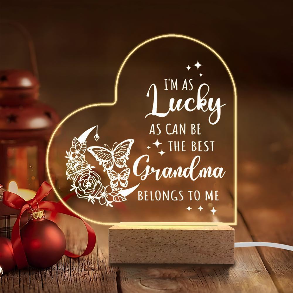 

1PC Acrylic Luminous Ornament Photography Accessories, USB Base, Grandma Gift, Heart Figurines Plastic чистый