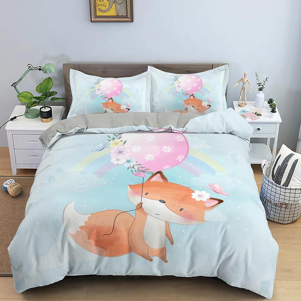 

2/3Pcs Cartoon Animal Quilt Cover Bedding Set Children Bedroom Duvet Cover Set Luxury King Queen Twin Bedclothes Home Decor EU single(135x200cm)