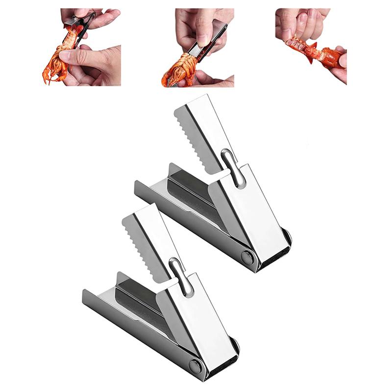 2Pcs Crawfish Peeler Tool,Stainless Steel Crawfish Peeler Tool,Crayfish Shelling Device Seafood Tool-Easily Peeling Shrimp Tails