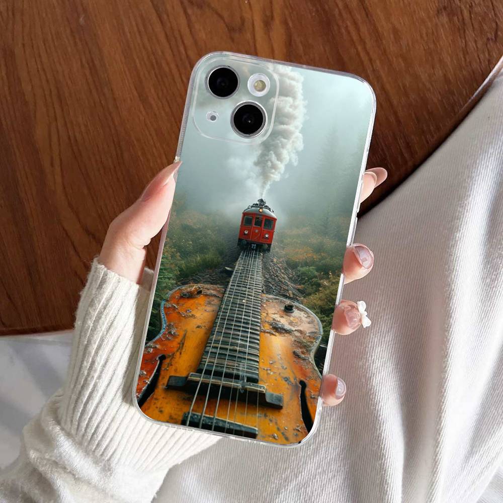 Train Railway Travel Transparent Back Phone Case For iPhone 17 16 15 13 12 11 14 Pro Max Mini Plus Silicone Bumper