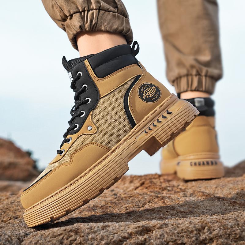 Martin boots men's spring and autumn high-top platform locomotive tooling leather boots outdoor mountaineering versatile combat desert rhubarb boots