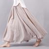 Women's Elegant High Waist Linen Maxi Skirt Summer Ladies Casual Elastic Waist 2 Layers Skirts
