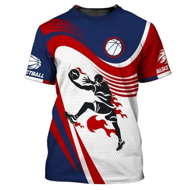 Basketball 3D Printed Loose Sports Leisure Large Size Short Sleeved T-shirt Men Fashionable Comfortable Soft Breathable T-shirt