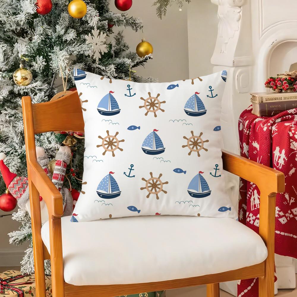 Animals Marine Theme Print Pillow Case Silky Short Plush With Invisible Zipper Dustproof Sofa Cushion Cover For Home Decor