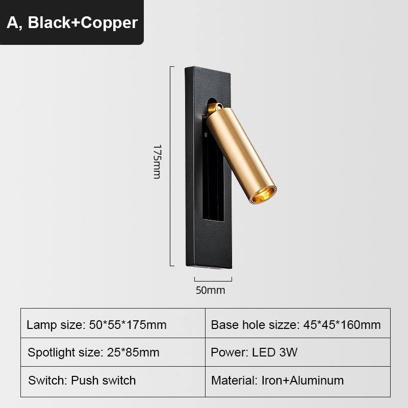 Moderne LED Wandleuchte Kupfer/Schwarz Einbau Wandleuchte LED 3W USB LED Lese-Wandleuchte Verstellbare Nachtlichter Wandlampe