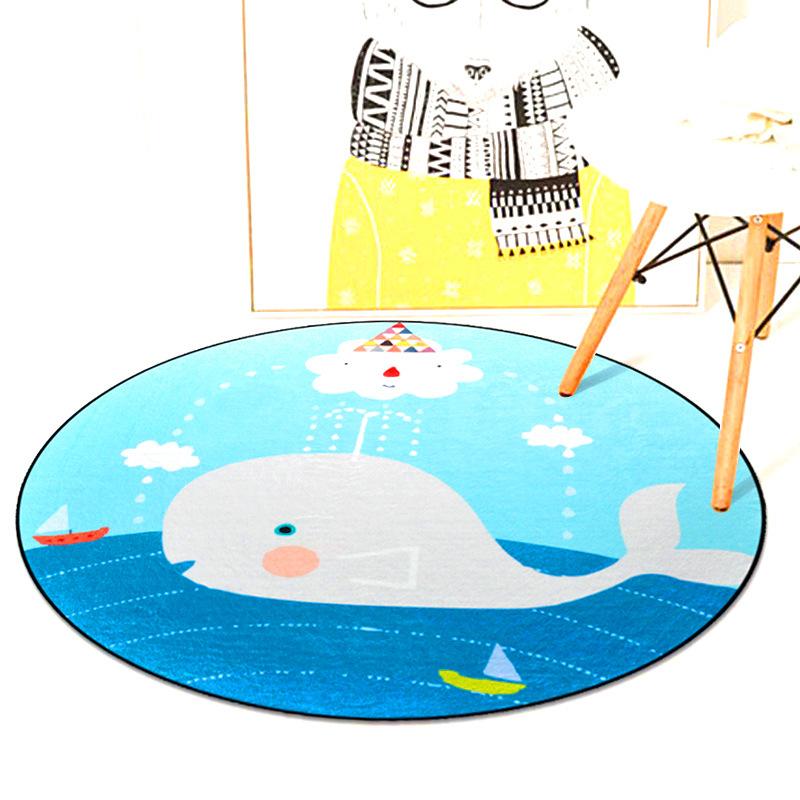 Children's Cartoon Printed Round Rug Yoga Floor Mat Home Rug Game Large Area Multi-size Rug
