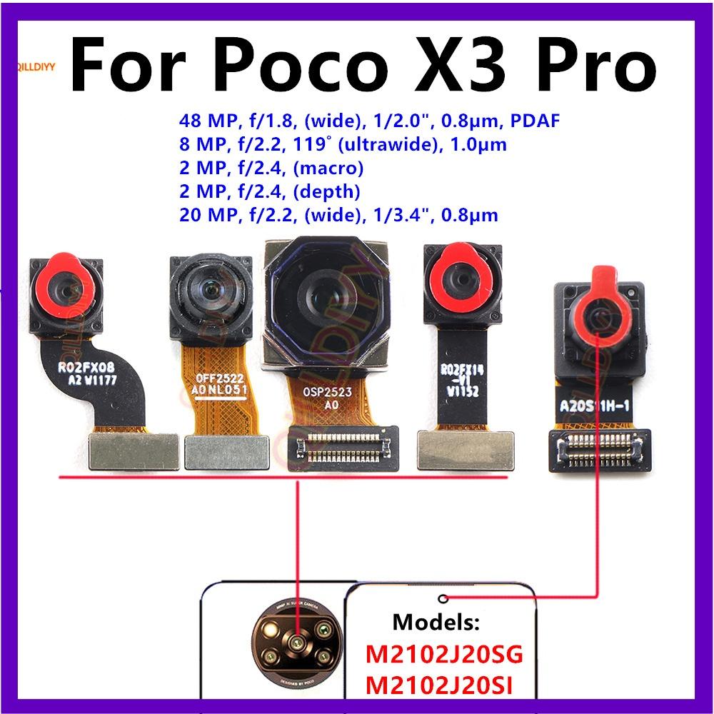 Front Rear Camera For Xiaomi Poco X3 Pro NFC GT Facing Frontal View Selfie Backside Flex Small Back Camera Module Parts Macro