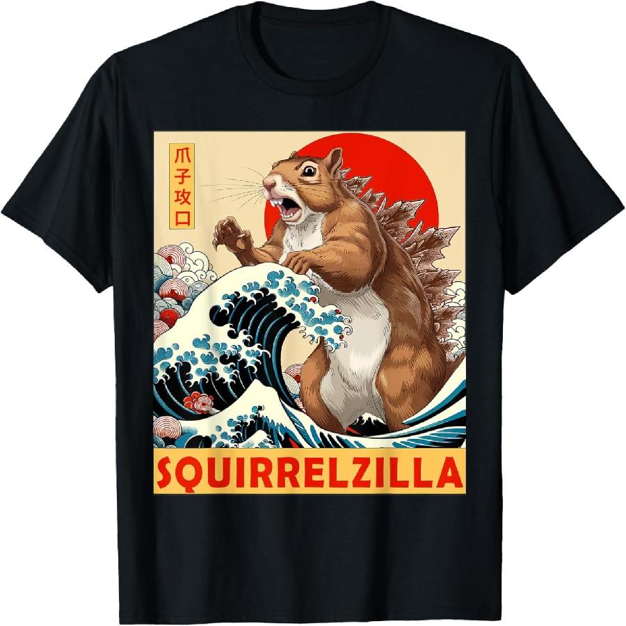 Squirrel Japanese Art Funny Squirrel Gifts For Men Women Kid T-Shirt S