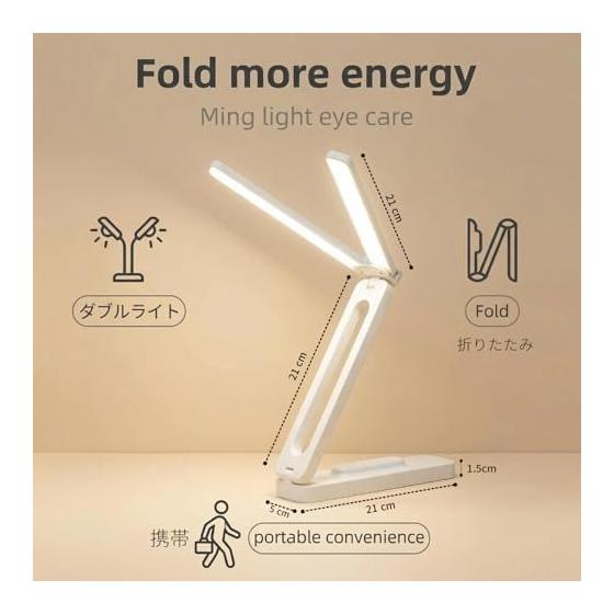 Foldable Desk Light Rechargeable Cordless Reading Light 3 Color Adjustment 4000mAh Eye-friendly LED Light for Bedroom/Work/Travel