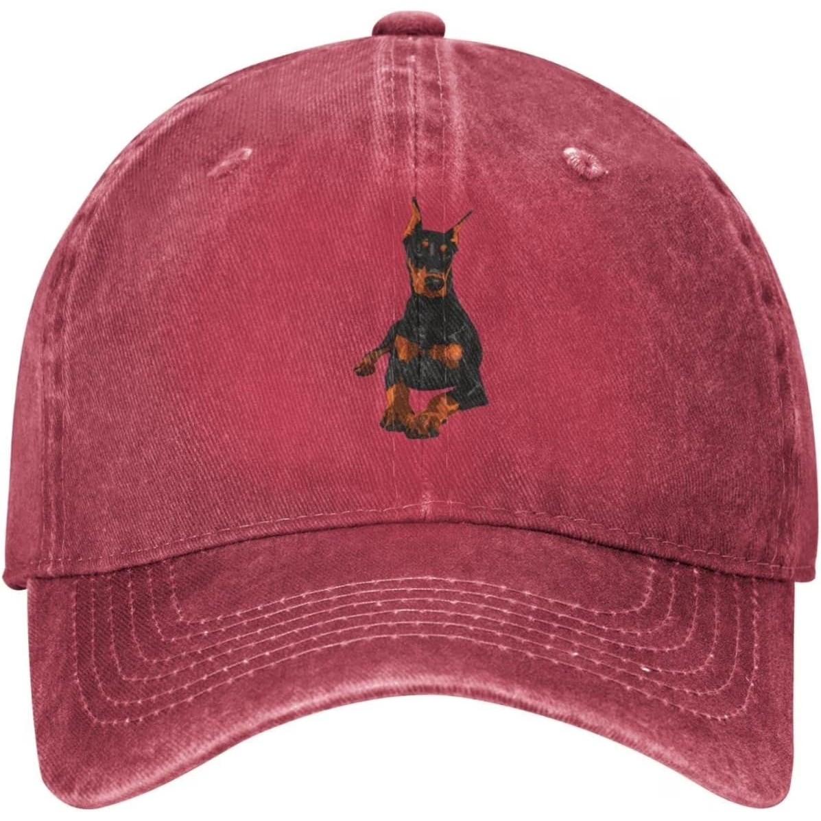 DoberUnisex Pinscher Puppy Baseball Cap Washed Denim Casual Adjustable Hat for Unisex One Size