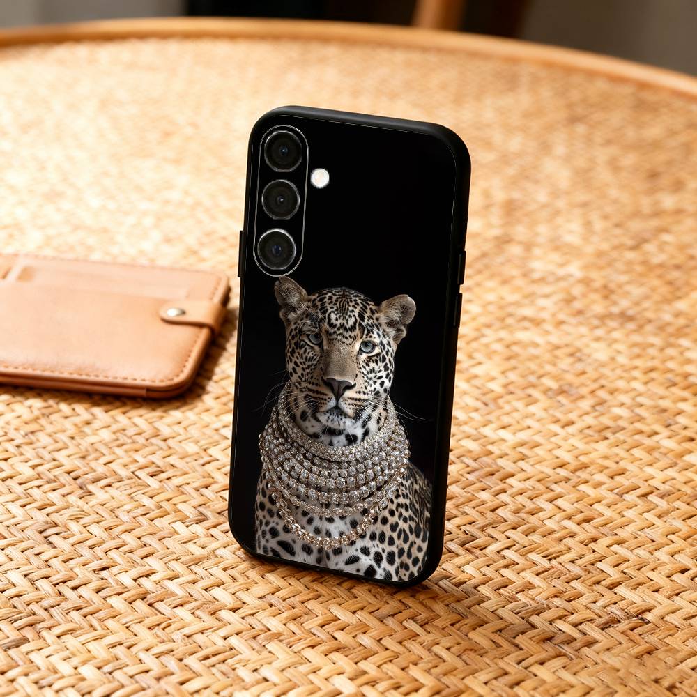 L-Luxury F-Fashion leopard Print  Phone Case For Samsung  A73,A21s,A22,A31,A32,A52,A53,A71,A80,Soft Black Shell