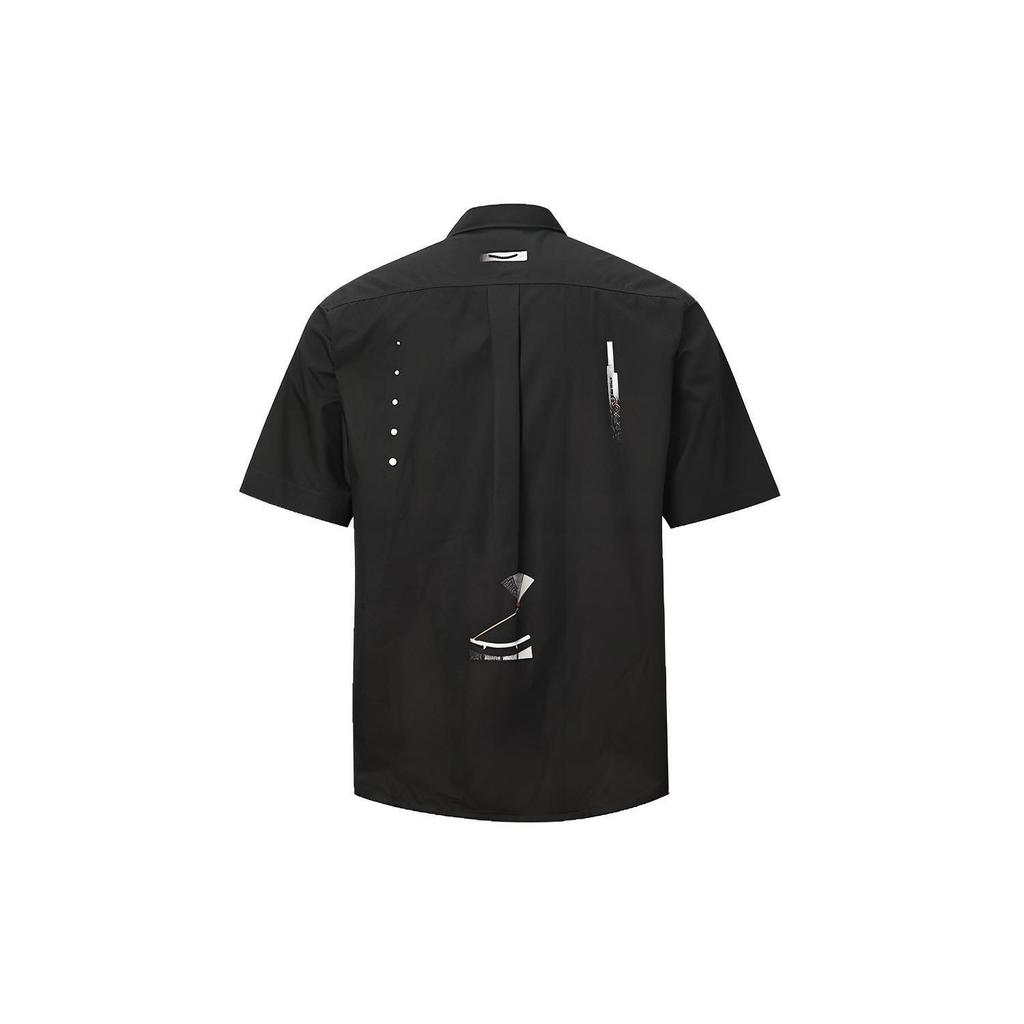 Converse Shirts Unisex Black Lapel Moderate Shirt 10021416-001