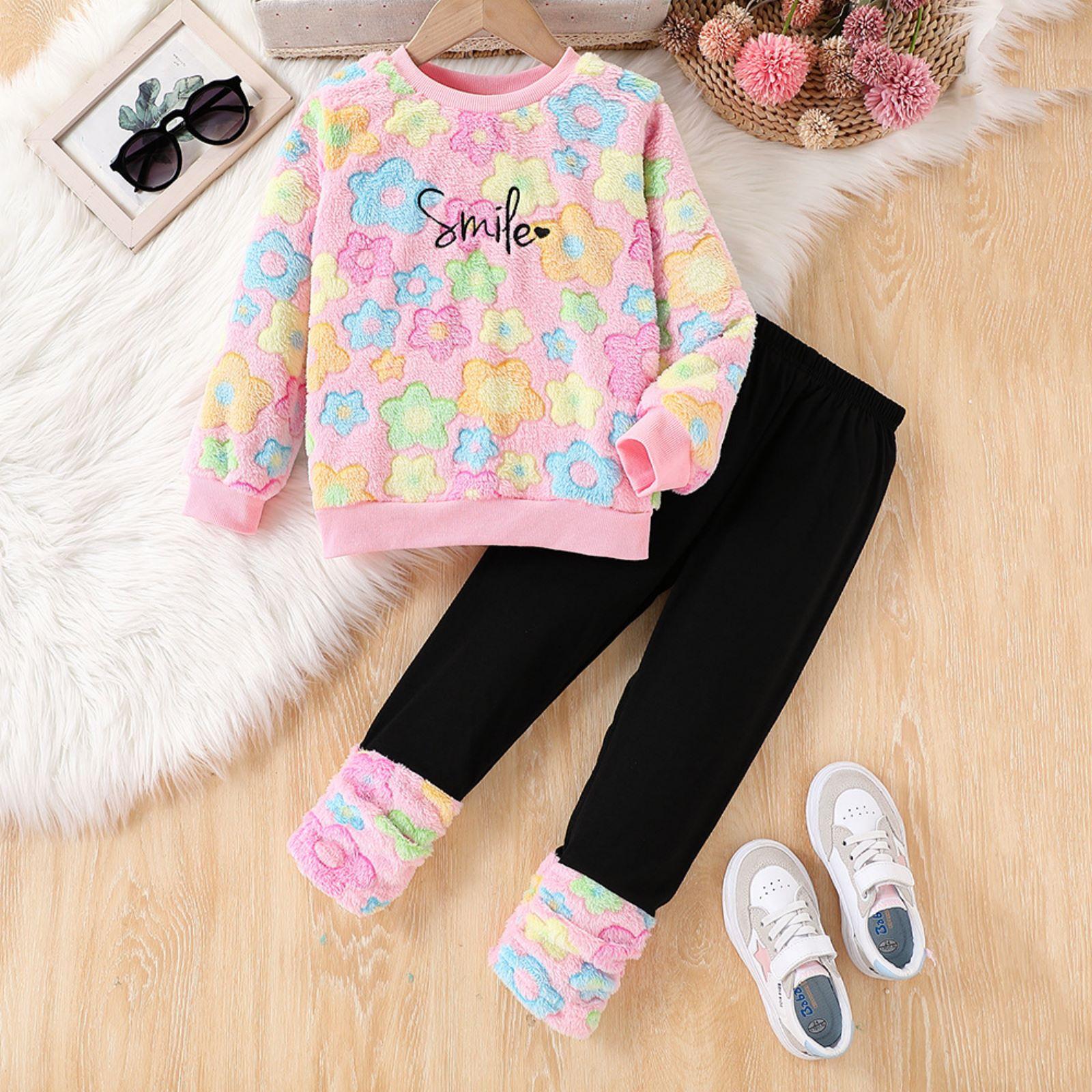 

Комплект детского топа с длинным рукавом - Повседневный, стильный и универсальный детский наряд 8Y розовый