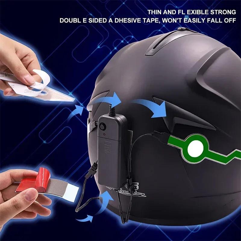 Motorcycle Helmet LED Warning Lights Night Riding Helmet Motor Cold Light Strip EL Waterproof Sticker Motorcycle Accessories