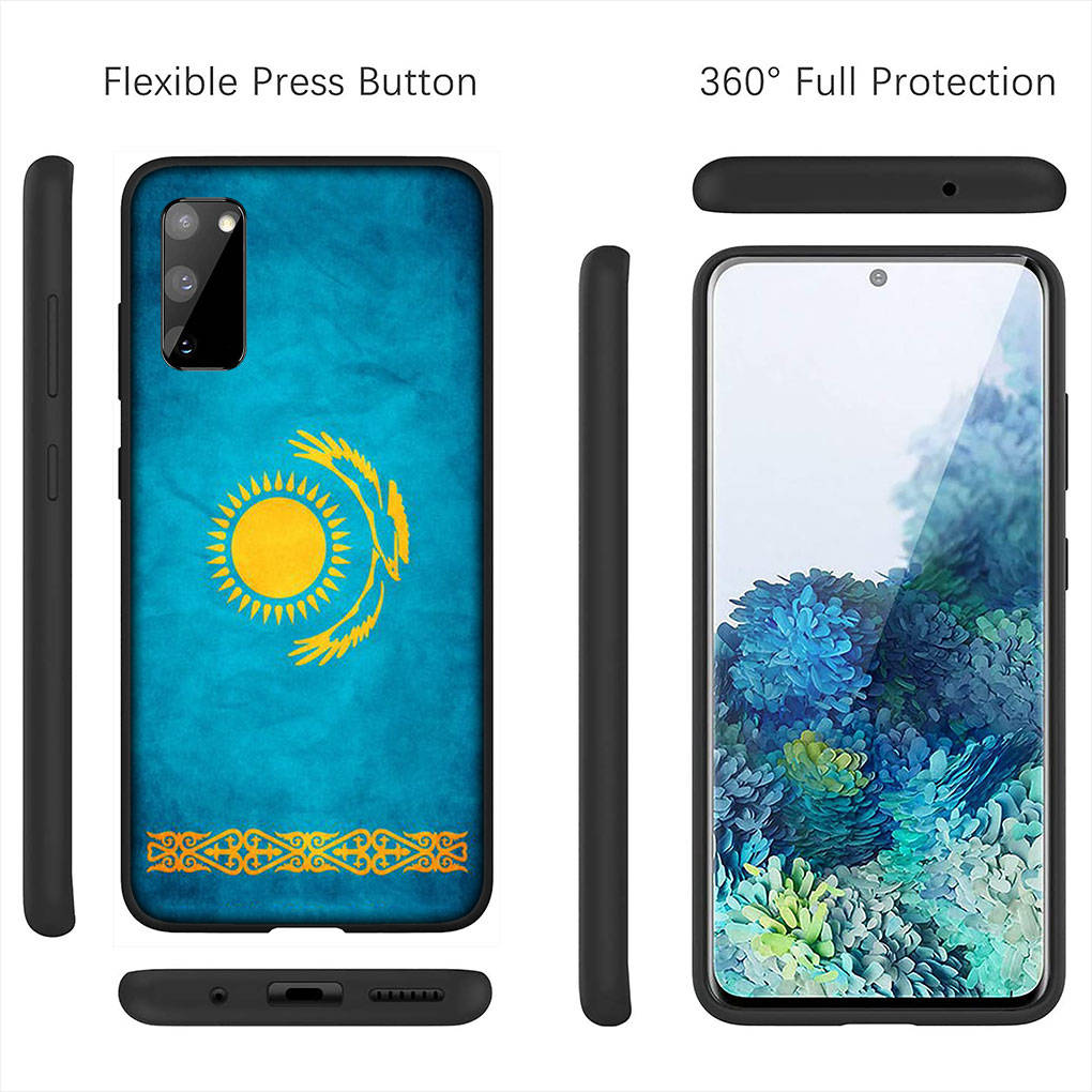 Hülle für iPhone 16 15 Xiaomi Redmi Note 14 13 12 11 Pro Max X 8 9 16e Samsung Galaxy S25 S24 S23 Moto G54 OPPO Huawei Kasachstan Flagge Karte Handyhülle