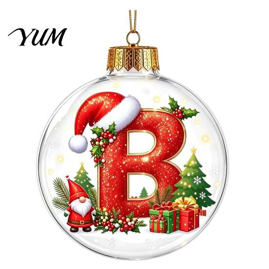 Indoor Outdoor Xmas Hanging Ornaments 26?Letter Acrylic Christmas Ball Ornament, 3D Crystal Style Alphabet Holiday for Home Pendant, Tree