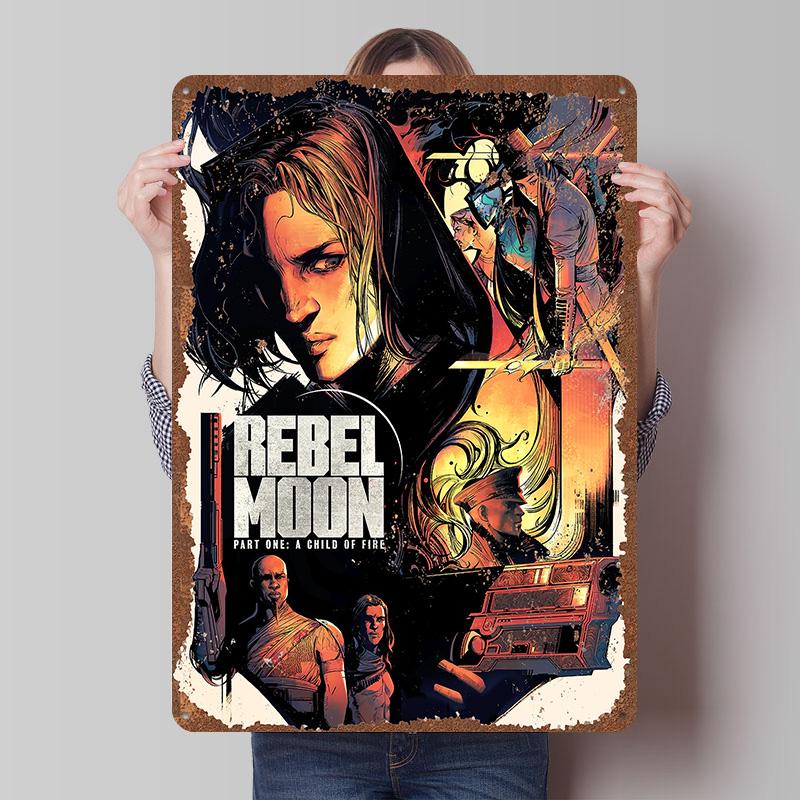 Rebel Moon Print Tinplate Posters Customizable Wall Art Retro Vintage Metal Tin Signs for Home and Decoration Gaming Desk Decor