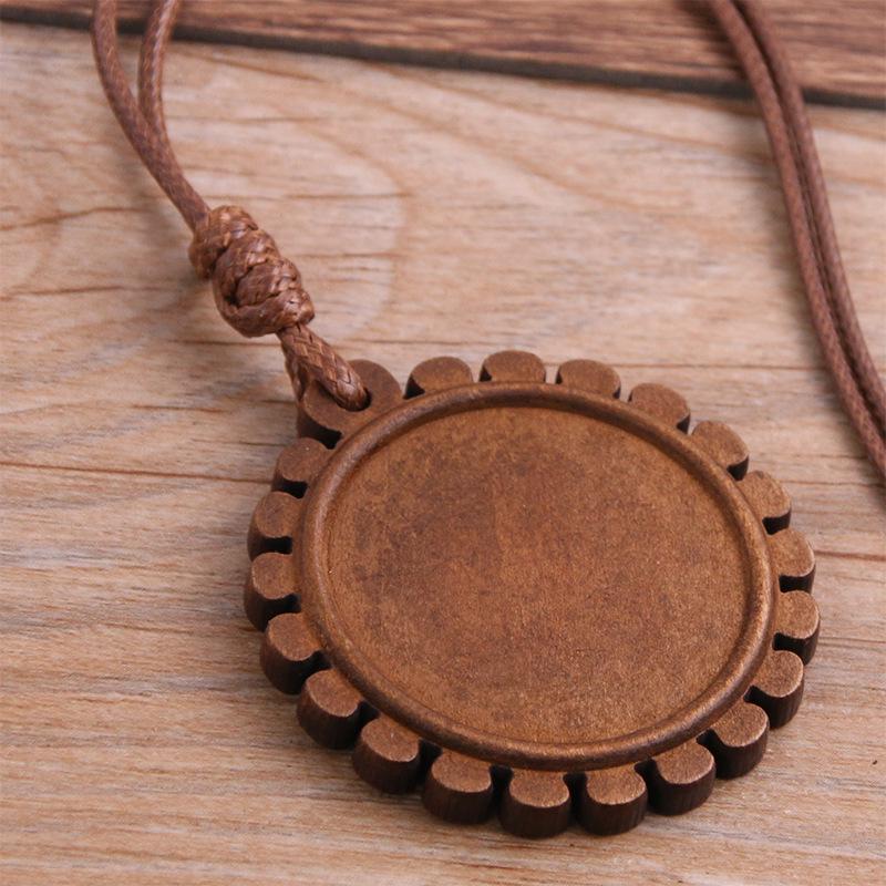 

Ожерелье-кулон 13 стилей DIY с полым Камнем времени и кружевной деревянной основой