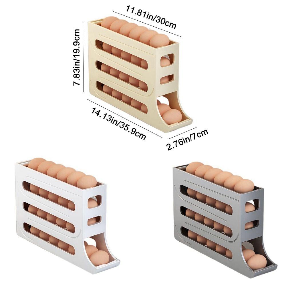 Practical Refrigerator Egg Storage Box 30 Grids Plastic Automatic Scrolling Egg Holder Homeuse Kitchen Space Saving Egg Carton