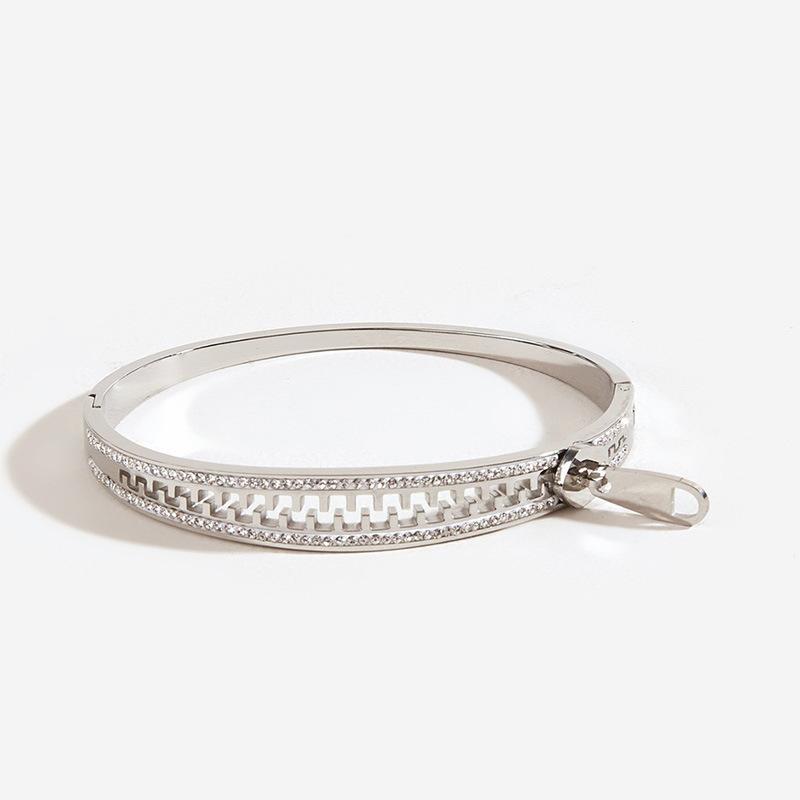 

Luxury 18k Gold Stainless Steel Zipper Zircon Waterproof Non-fading Bracelet Jewelry for Women
