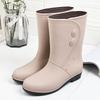 Zapatos Mujer Outdoor Fashion Mid Tube Low Heel Women's Rain Boots Four Seasons Waterproof Car Wash Non-slip Kitchen Work Boots