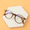 1Pc Retro Ultralight Round Square Frame Anti Blue Light Glasses Unisex Anti-Reflective Spectacles Computer Goggles Leopard Print