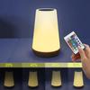 Wood Grain Touch Remote Bedside Table Lamp - 13-Color Night Light with Tap Control