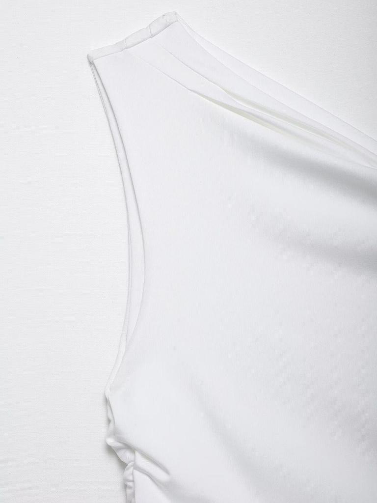 2025 Spring European & American Style Women's One-Shoulder Ruffled Slim-Fit Top