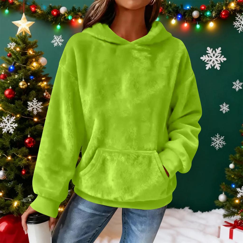 Women's Hooded Long Sleeve Printed Flannel Top Hooded Sweatshirt