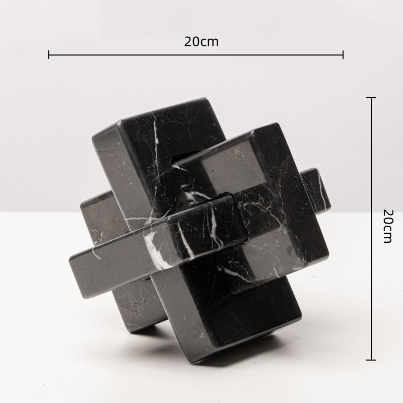 Creative Geometric Stone Sculpture Yellow Cave Stone Cross Ornaments Spliced Looped Square Ball Home Decoration Accessories