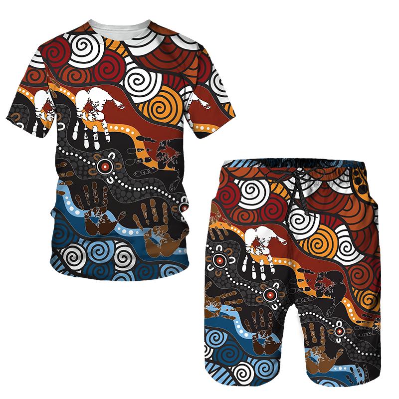 Afrikanische Outfits für Männer Afrikanische Kleidung für Männer 2-teiliges Trainingsanzug-Set Ethno-Stil Dashiki Shirts Kurzarm T-Shirt Shorts