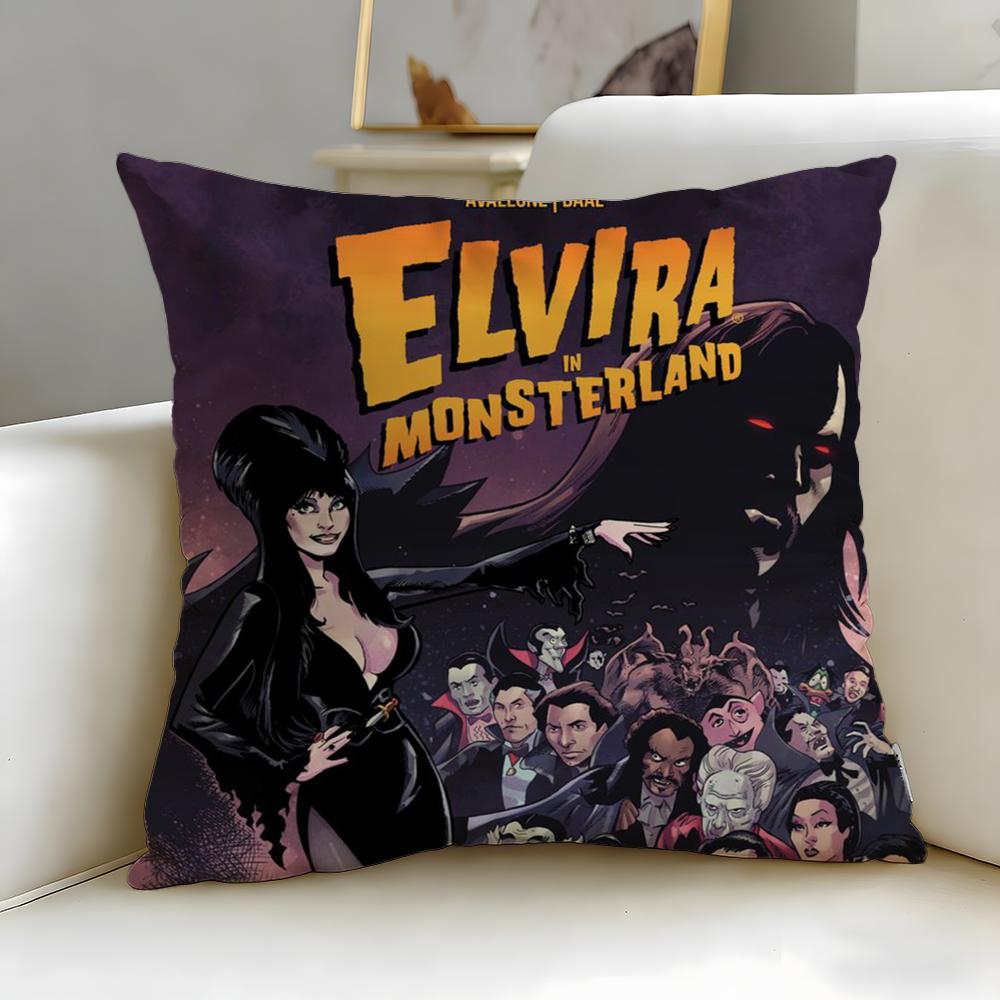classic movie character Elvira Cushion Cover Soft  EasyWash Pillow Case  Versatile for Couch Bed Travel and Office