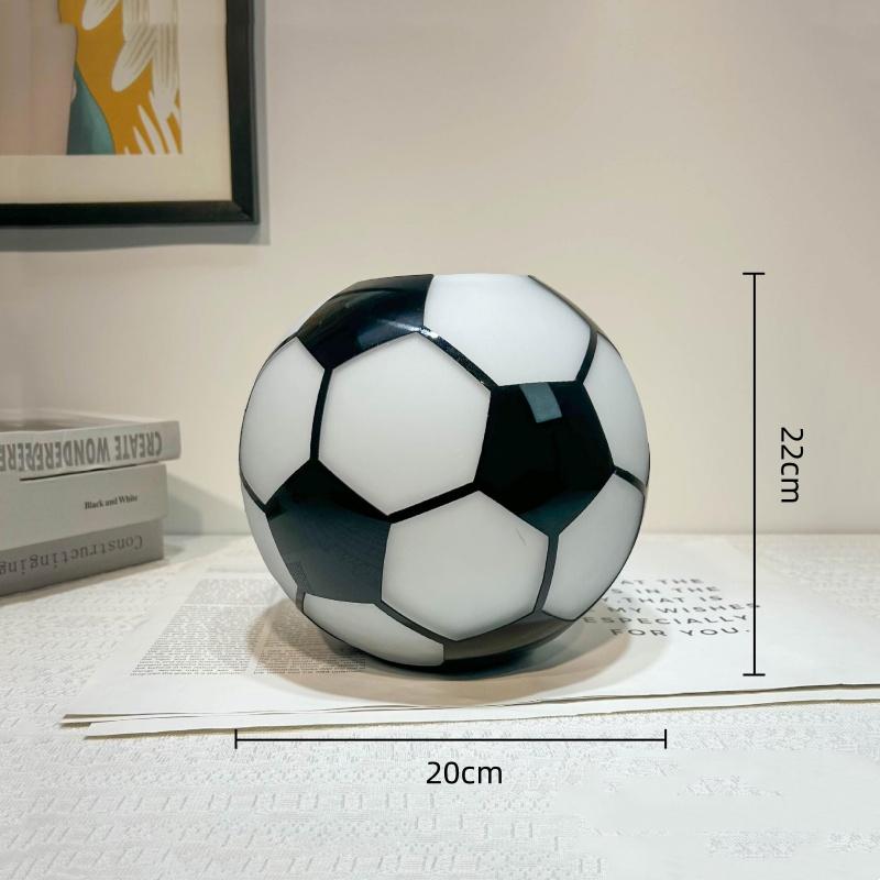 Fußballform Schwarzer und Weißer Kreis Glasvase Geometrische Fußballornamente Blumenvase Blumentopf Heimdekorationszubehör
