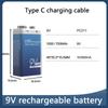 6F22 9V LiIon Lithium Battery Type C Charging Cable Li-ion Rechargeable Battery for RC Helicopter Model Microphone Toy Metal Detector Battery