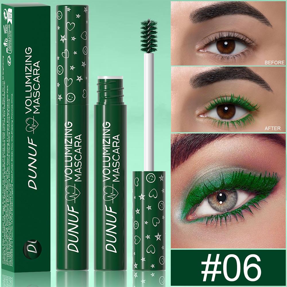 

DUNUF Rainbow Mascara: Long-Lasting, Volumizing, and Curling in Blue, Purple, Green, and White for Festive Children s Day and Stage Makeup.