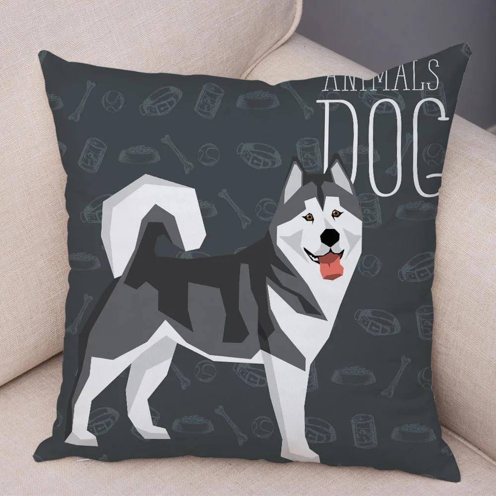 Home Sofa Pillowcase Color Dalmatian Schnauzer Decorative Cushion Cover Cartoon Dog Pet