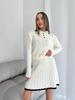 European & American Casual Long Sleeve Knit Sweater and Short Skirt Two-Piece Set for Women