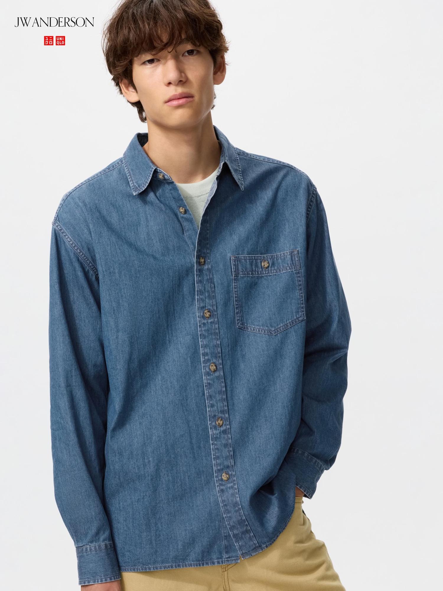 Uniqlo Япония Легкая джинсовая оверсайз рубашка 64 BLUE/XS