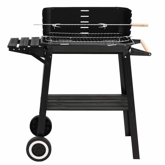 VidaXL Barbecue au charbon de bois avec roues noir acier 315386