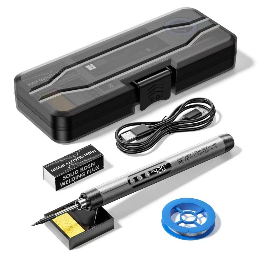 מלחם דיגיטלי אלחוטי USB טמפרטורה מתכווננת 260-420°C Type-C סוללה 1000mAh כלי מלחם הלחמה חכם