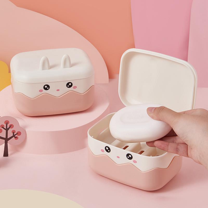 Creative Rabbit Soap Container With Double Layer Waterproof Travel Soap Holder For Bathroom Or Travel