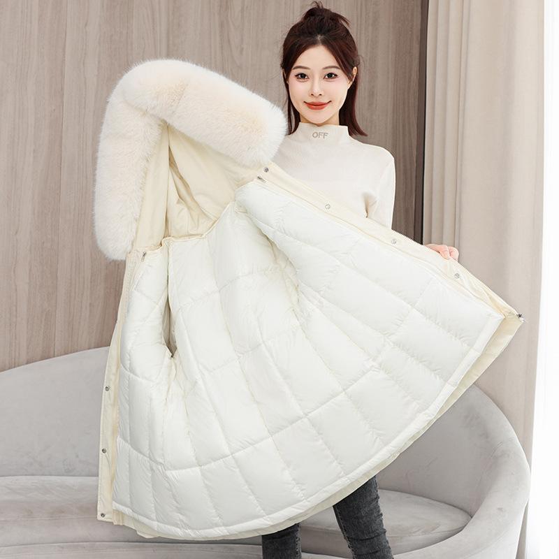 Winter New Pie Overcomes, Medium and Long Women's Cotton-padded Clothes, New Large Sweater-neck Cotton-padded Jackets.
