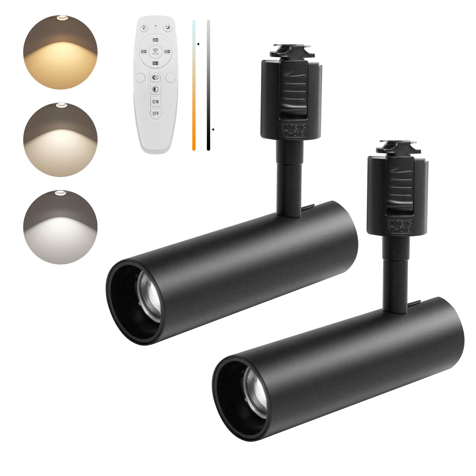 

Трековый прожектор с пультом дистанционного управления, эквивалент 100 Вт, диммируемый, с регулировкой цвета, теплый белый, дневной свет и кобальтовый белый, потребляемая мощность 10 Вт, высокий