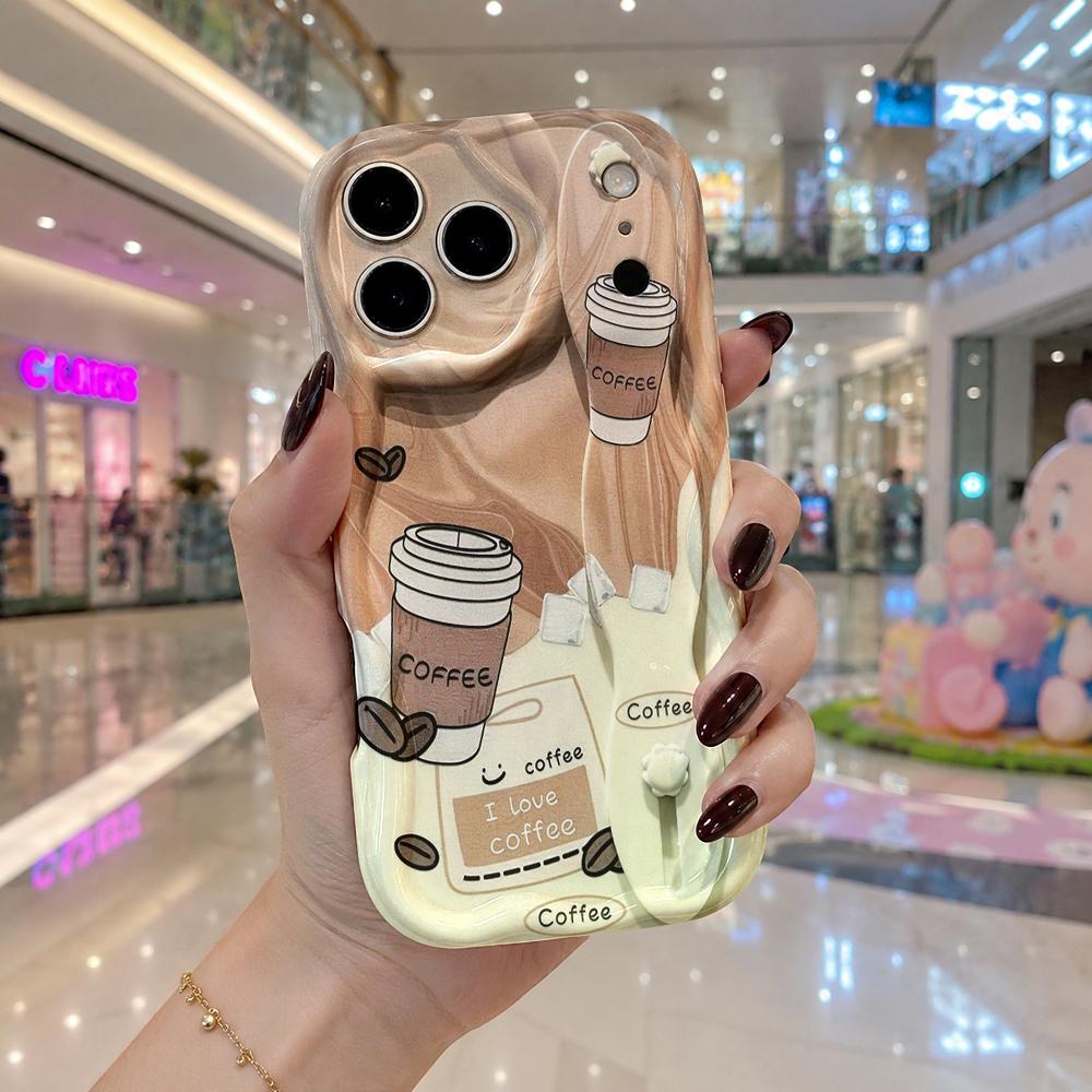 Coffee Cup Bean I Love Coffee Gradient Phone Case For iPhone 17 16 15 14 13 12 11 Pro Max Plus Wavy Edge