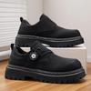 Autumn New Knob Buckle Black British Casual Shoes Non-slip Big Head Leather Shoes