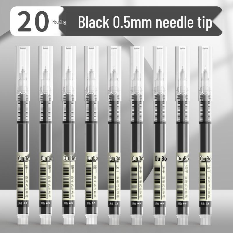 Quick-Dry Black 0.5 Gel Pen - Rollerball & Brush Tip for Exams and Schoolwork