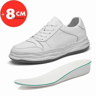 Modemarke Lift Herren Sneaker Lässige Schuhe mit Absatzerhöhung Höhenvergrößernde Einlegesohle 8CM High Heels Schuhe Echtes Leder Sport