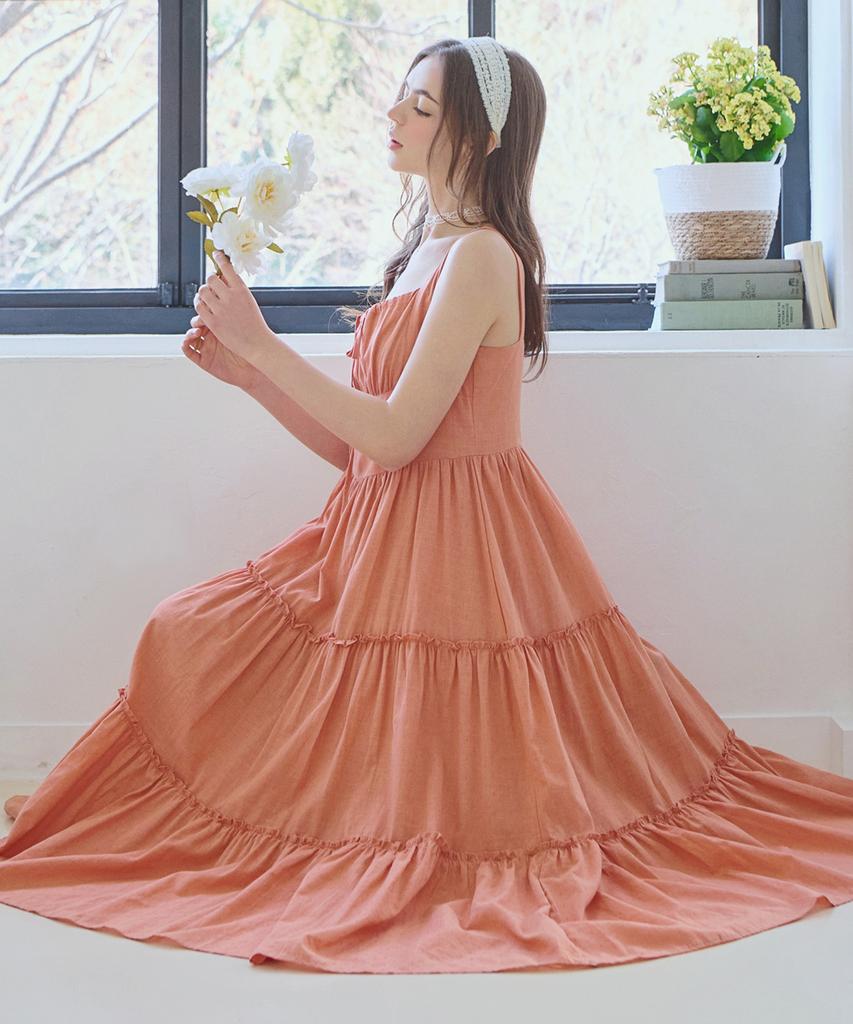 SLOWLOLLI Ribbon Shirring Sleeveless Dress_5 Colors